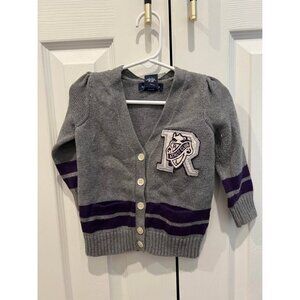 ralph lauren boys cardigan sweater gray with purple strips size 2T